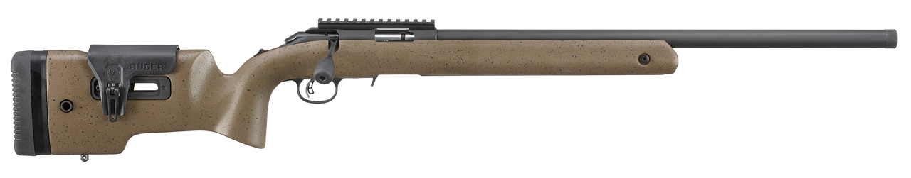 Ruger American Rimfire LRT .22 LR, 22″ Threaded Barrel, Brown, 10rd