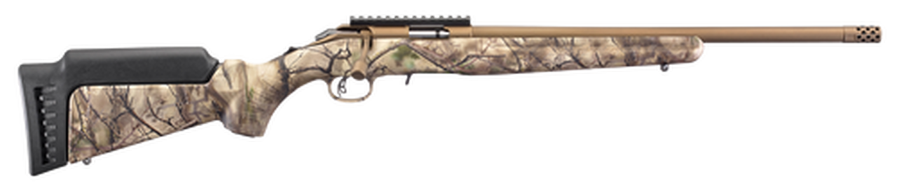 Ruger American Rimfire Standard 17HMR, 18″ Threaded Barrel, Bronze, Camo, 9rd