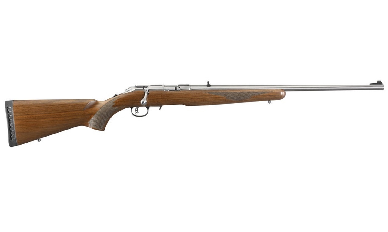 Ruger American TB Mini Slide Bolt Rifle 22 LR 22″ Silver 10Rd 08360 Satin Walnut