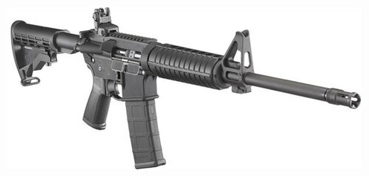 Ruger AR-556 AR-15 5.56/223, M4 Flat Top, 16″ Barrel, Flip Up Sights, 30rd