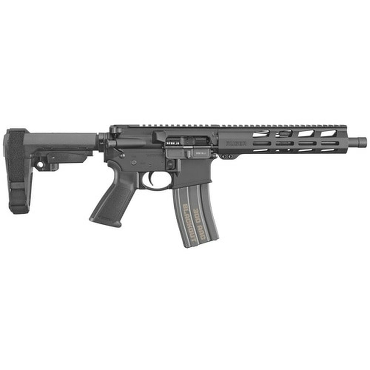 Ruger AR-556 AR-15 Pistol 300 Blackout 10.5″ Barrel, Threaded, Aluminum Receiver, Black, M-Lok 30Rd Mag