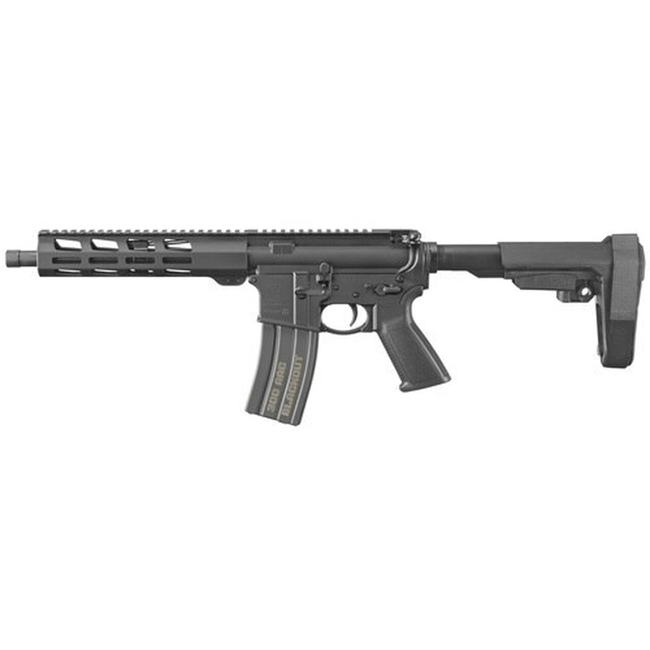 Ruger AR-556 AR-15 Pistol 300 Blackout 10.5″ Barrel, Threaded, Aluminum Receiver, Black, M-Lok 30Rd Mag