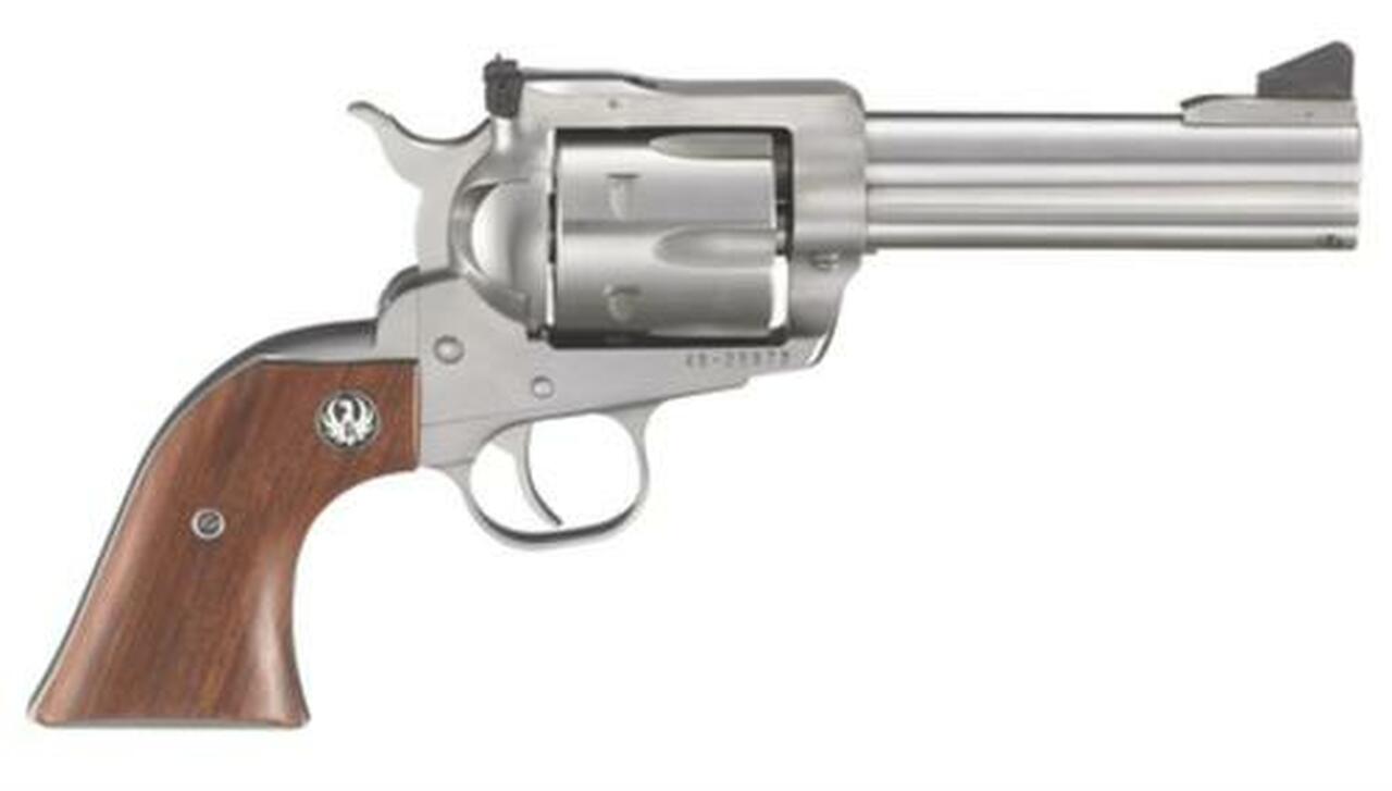 Ruger Blackhawk 357 Magnum/38 Spl 4-5/8″ Barrel SS 6rd Hardwood Grip