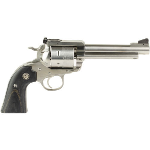 Ruger Blackhawk Bisley 357 Magnum/9mm, 5.5″ Barrel, Stainless Steel, Black Laminate Wood Grip, 6rd