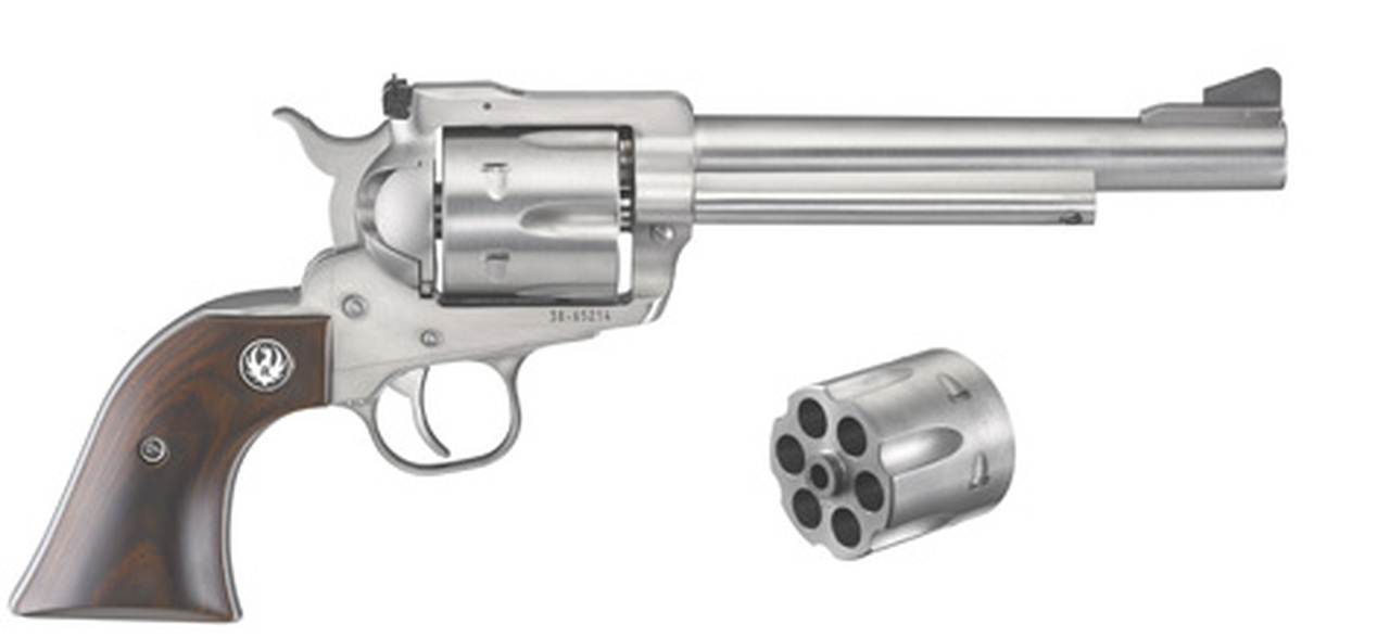 Ruger Blackhawk Convertible 10 MM & 40 SW 6.5″ Barrel Stainless Steel, Rosewood Grips