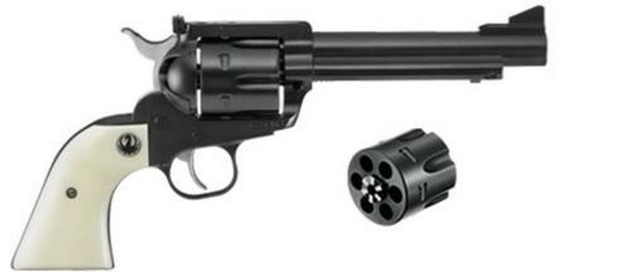 Ruger Blackhawk Convertible Flattop 45 Colt/45 ACP, 5.5″, Ivory Grips, Blue