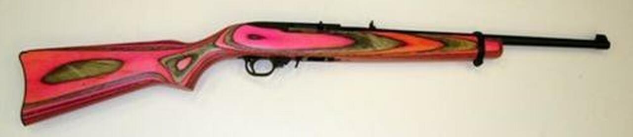 Ruger Carbine 18″ Barrel, Pink and Black Laminate Stock, 10 Rnd Mag