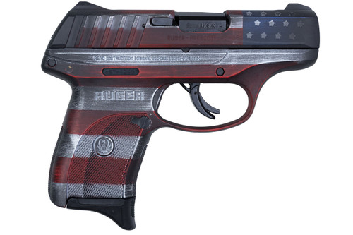 Ruger EC9S 9mm, 3.12″ Barrel, Battleworn American Flag, Manual Safety, 7rd
