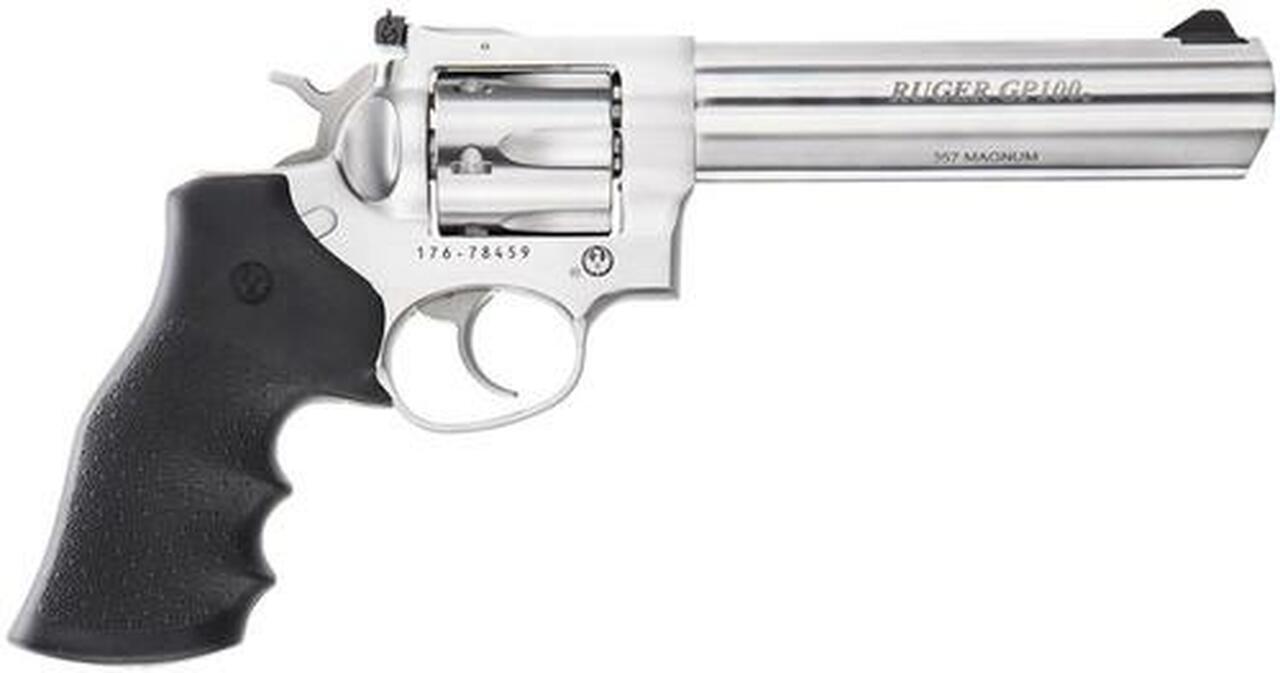 Ruger GP100 357 Mag Alloy Steel 6″ Heavy Barrel 6rd Black Hogue Monogrip