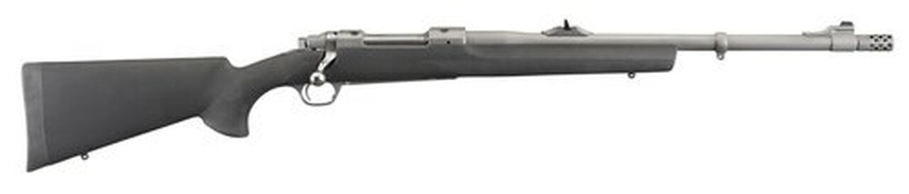Ruger Hawkeye Alaskan 338 Win Mag 20″ Barrel, Hogue Overmold Black Stock, Stainless, 3rd
