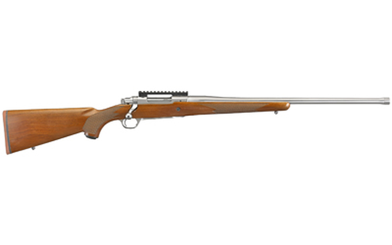 Ruger Hawkeye Hunter 204 Ruger, 24″ Free Floated Cold Hammer Forged Barrel, 1/2X28 Threads, Satin Stainless Finish, Walnut Stock, LC6 Trigger, 5rd