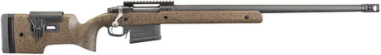Ruger Hawkeye Long-Range Target, .300 Win Mag, 24″, 5rd, Brown Stock, Black Speckles