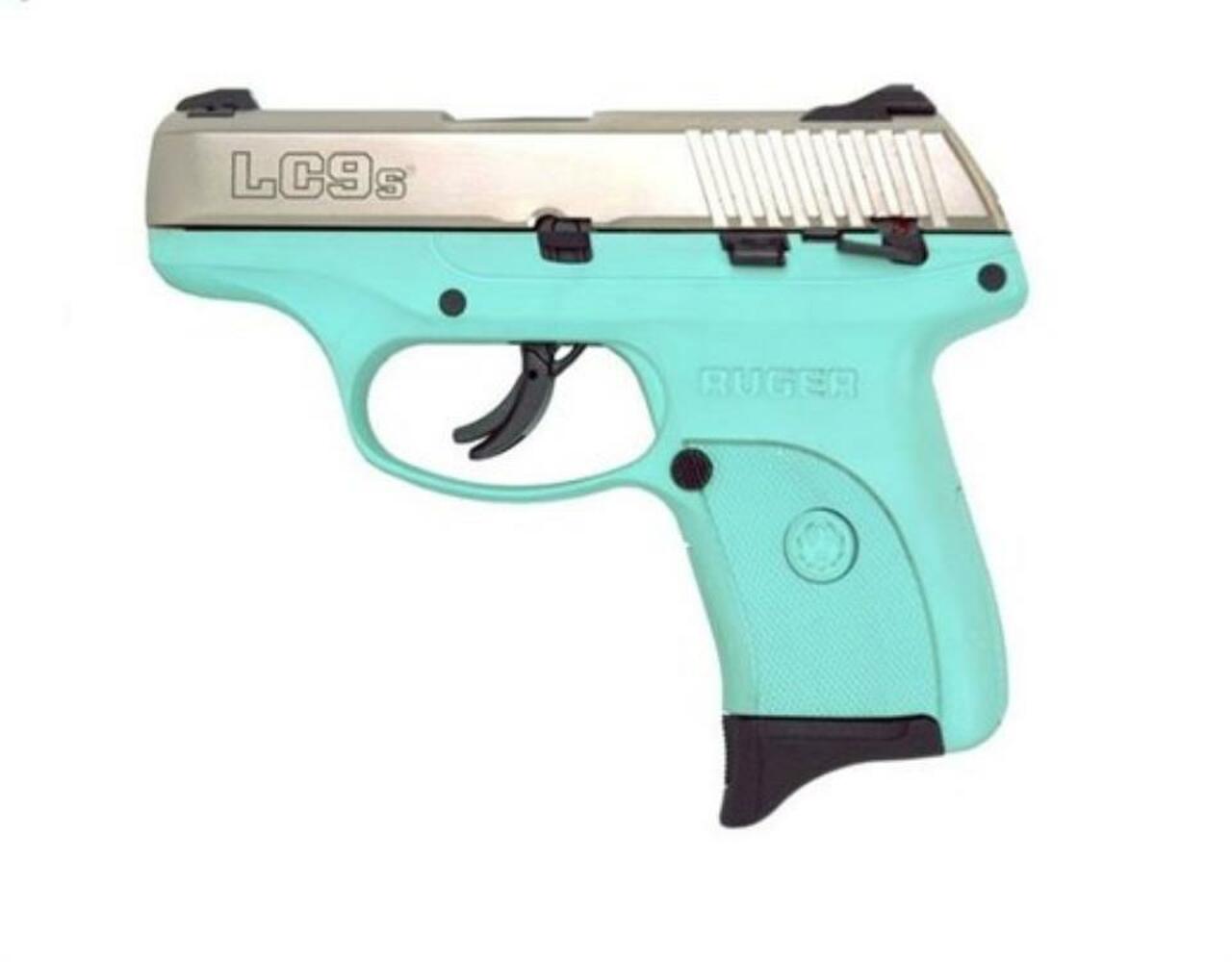 Ruger LC9S 9mm Nickel/Turquoise Adjustable Sights, 7 Rd Mag