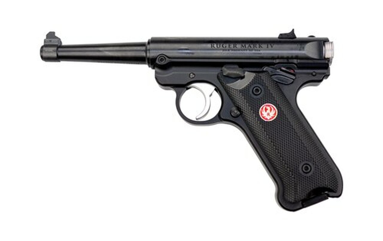 Ruger Mark IV 70th Anniversary 22 LR Single 4.75″ Barrel, Black Synthetic Grip Black Steel Slide, 10rd