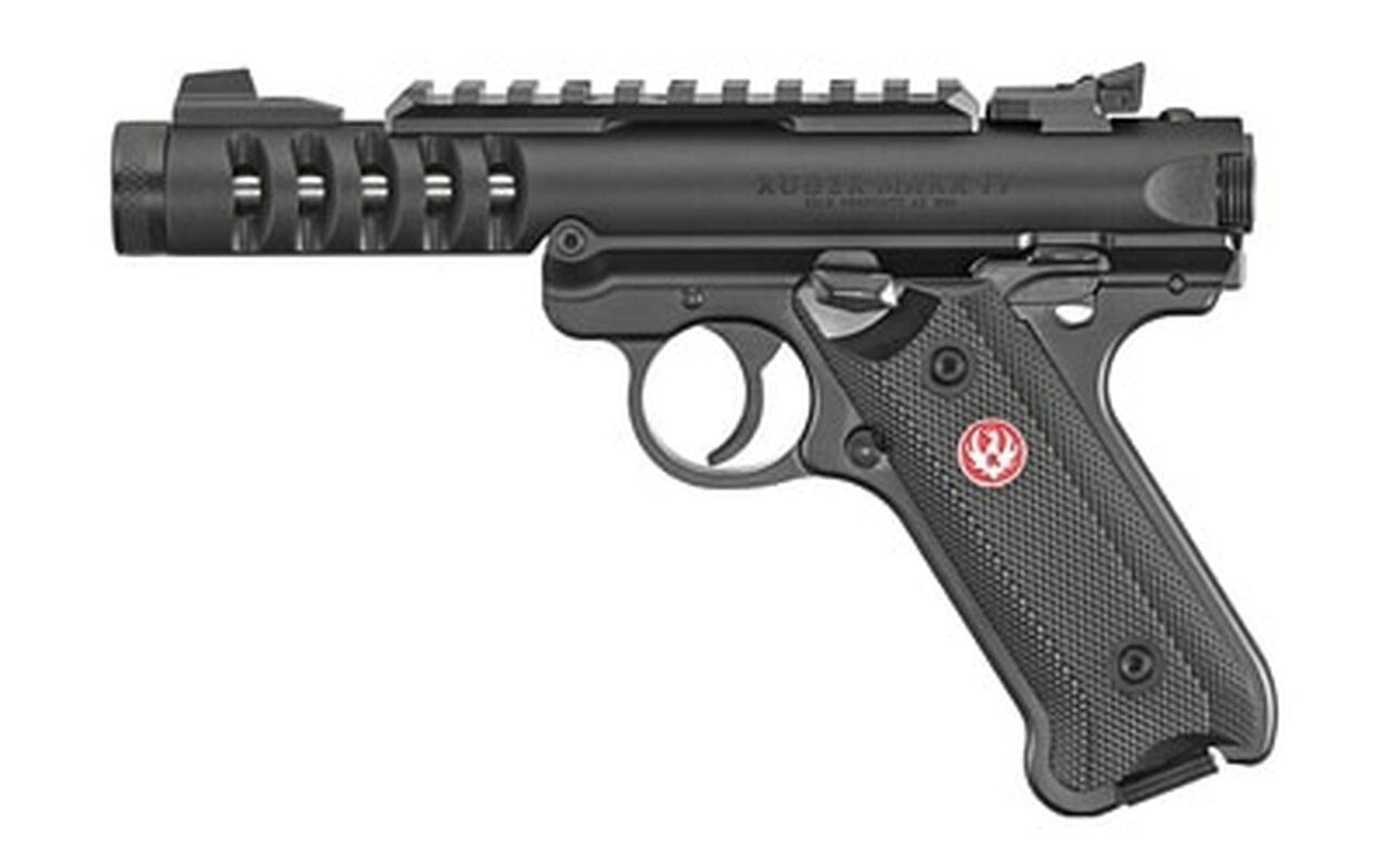 Ruger Mark IV Lite .22 LR, 4.4″ Barrel, Black Checkered Grips, Black, 2 x 10rd Mag
