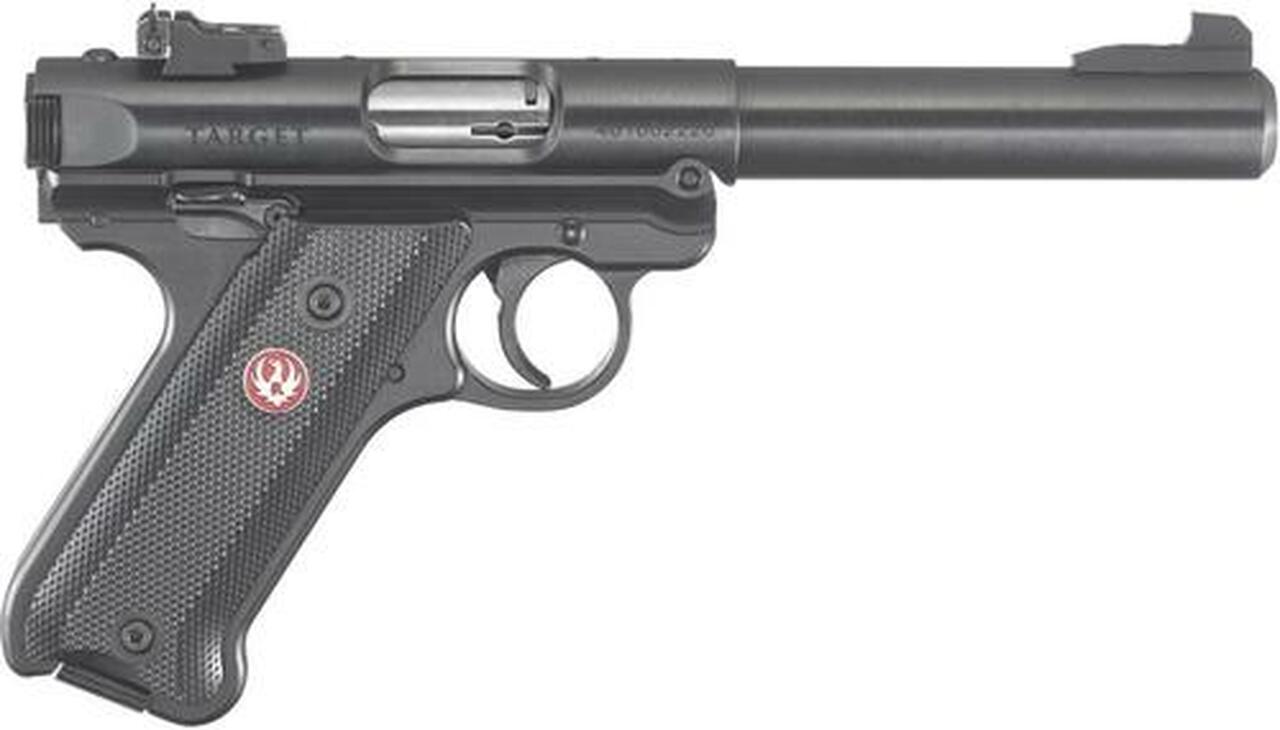 Ruger Mark IV Pistol, 22LR, 5.5″, Black Synthetic, Blued, 10rd, Adjustable Sights