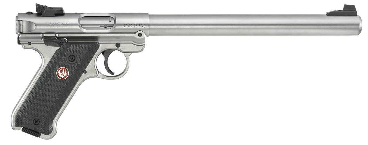 Ruger Mark IV Target .22 LR, 10″ Bull Barrel, Adj. Rear, Stainless, 10rd