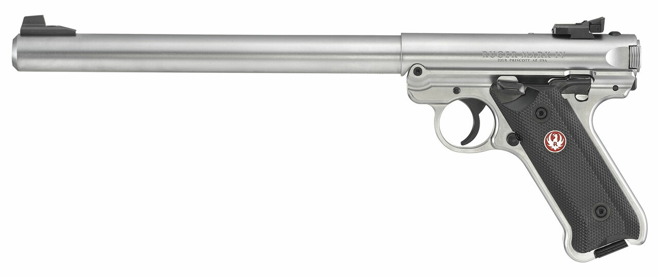Ruger Mark IV Target .22 LR, 10″ Bull Barrel, Adj. Rear, Stainless, 10rd