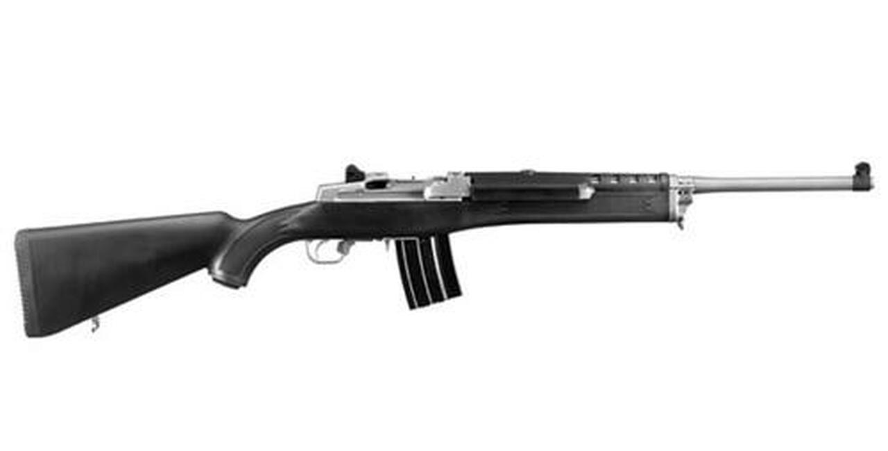 Ruger Mini-14 Ranch Rifle 5.56 Nato, 18.5″ Barrel Matte Stainless, Black Synth Stock, 20rd Mag