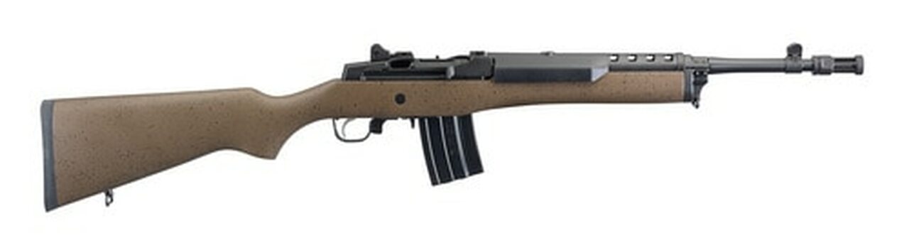 Ruger Mini-14 Tactical 5.56/.223, 16.1″ Barrel, Speckled Brown/Black Hardwood Stock, Black, 20rd