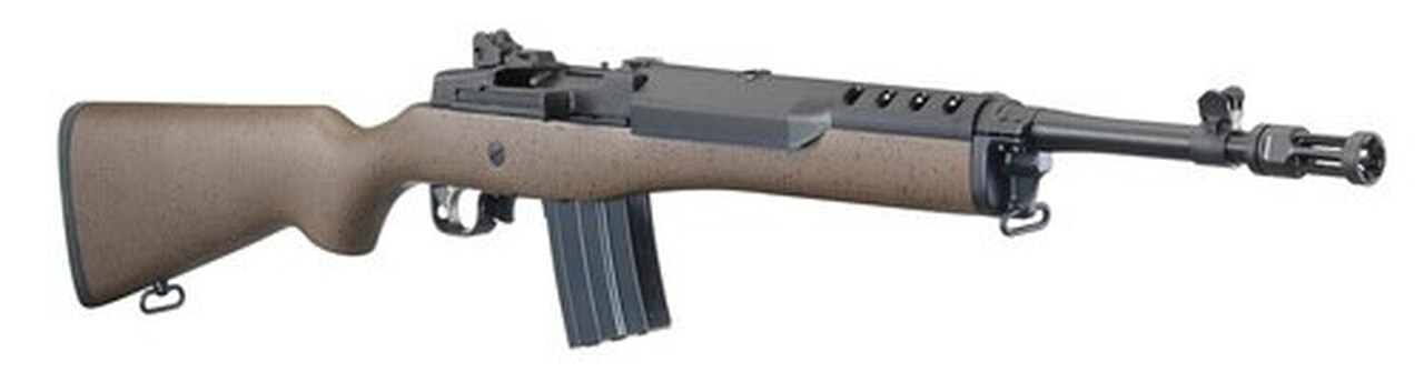 Ruger Mini-14 Tactical 5.56/.223, 16.1″ Barrel, Speckled Brown/Black Hardwood Stock, Black, 20rd