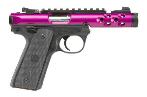 Ruger MKIV 22/45 22 LR, 4.4″ Threaded Barrel, Purple Slide, Black Frame, 10rd