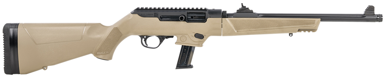 Ruger, PC Carbine 9mm, 16.12″ Threaded Fluted Barrel, FDE, 10rd
