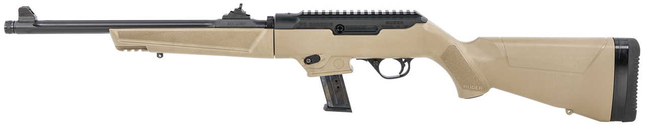 Ruger, PC Carbine 9mm, 16.12″ Threaded Fluted Barrel, FDE, 10rd