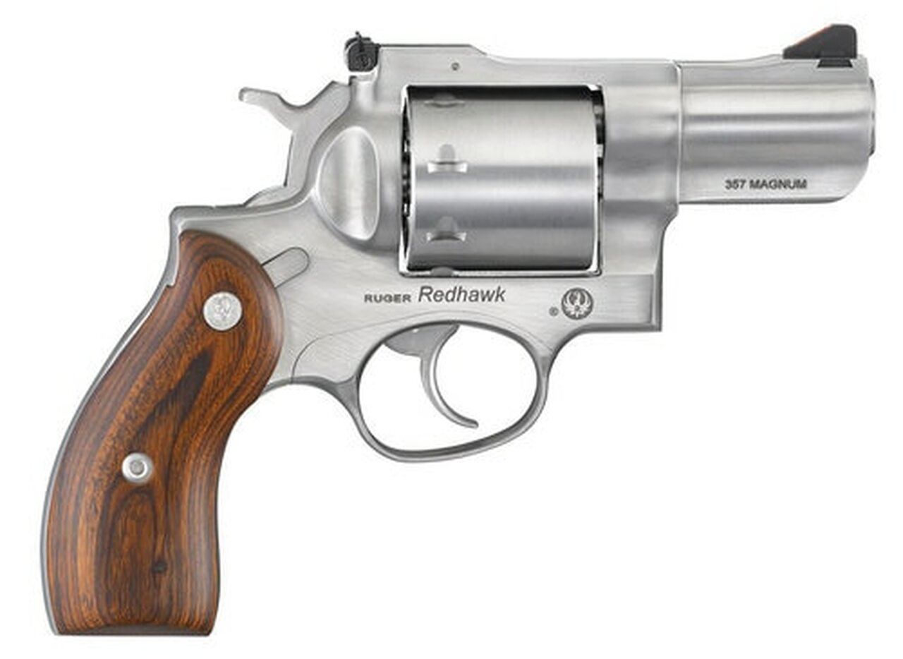Ruger Redhawk, .357 Mag, 2.75″ Barrel, 8rd, Satin Stainless, Wood Grips