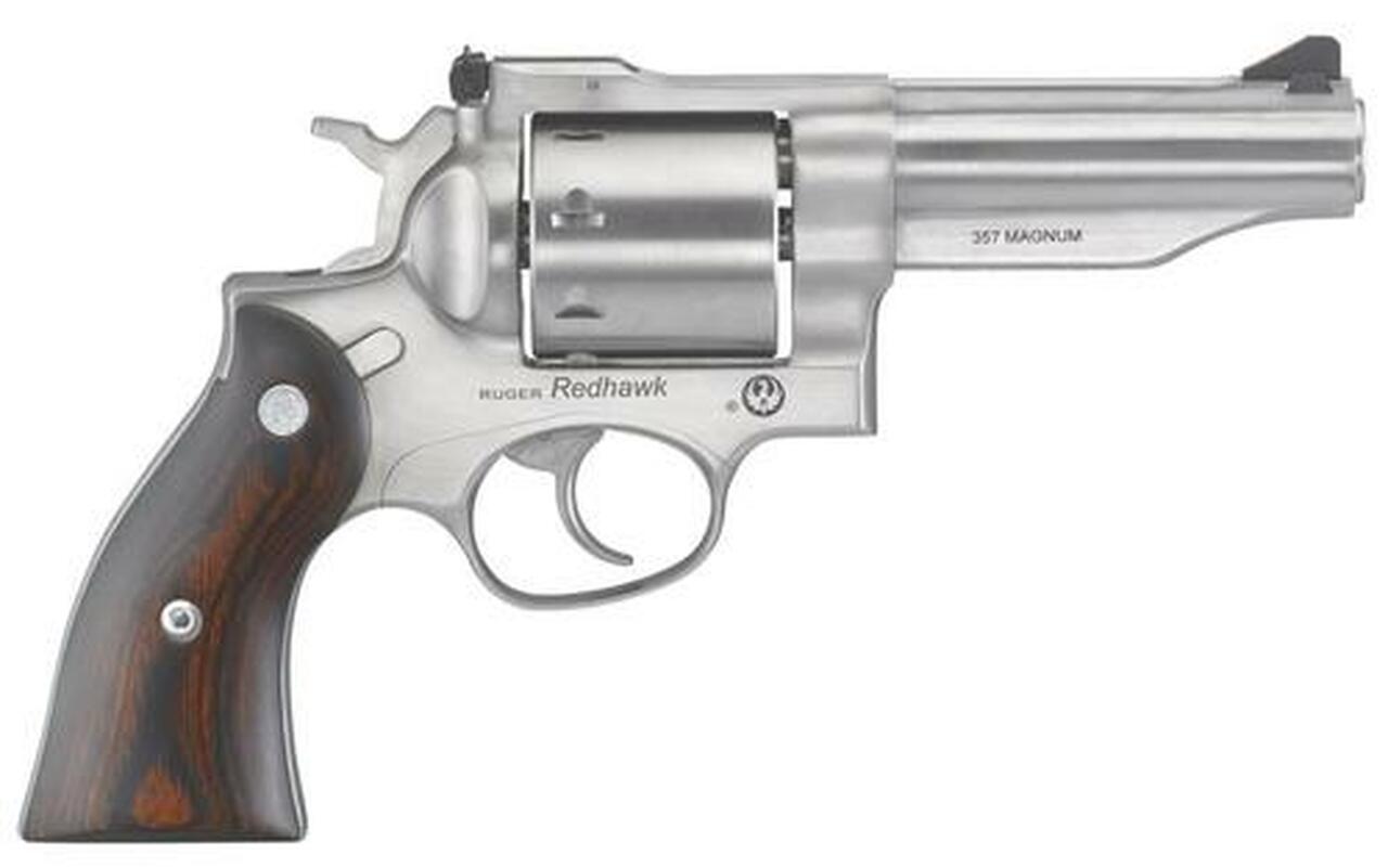 Ruger Redhawk .357 Mag, 4.2″, 8rd, Satin Stainless Steel, Hardwood Grips