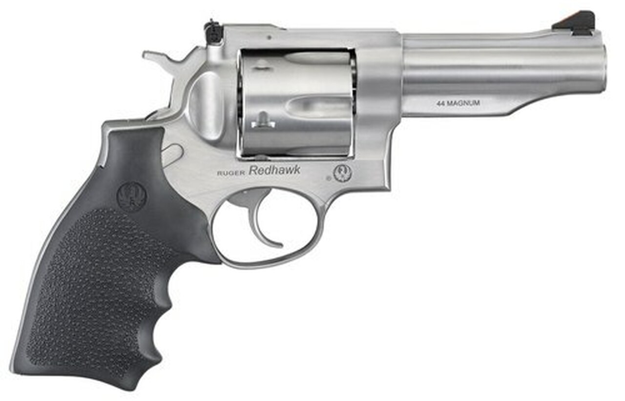 Ruger Redhawk, .44 Mag, 4.2″ Barrel, 6rd, Satin Stainless, Hogue Grips