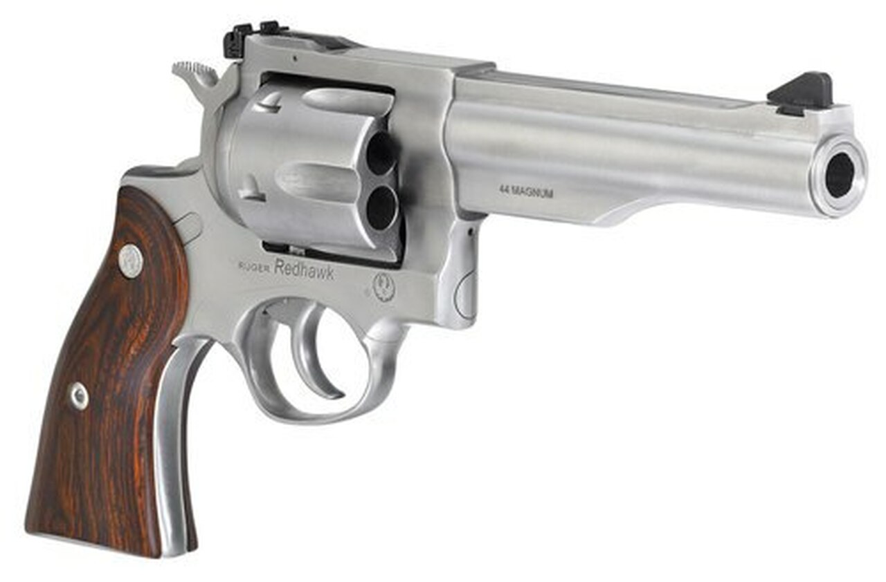 Ruger Redhawk, .44 Mag, 5.5″ Barrel, 6rd, Satin Stainless, Wood Grips