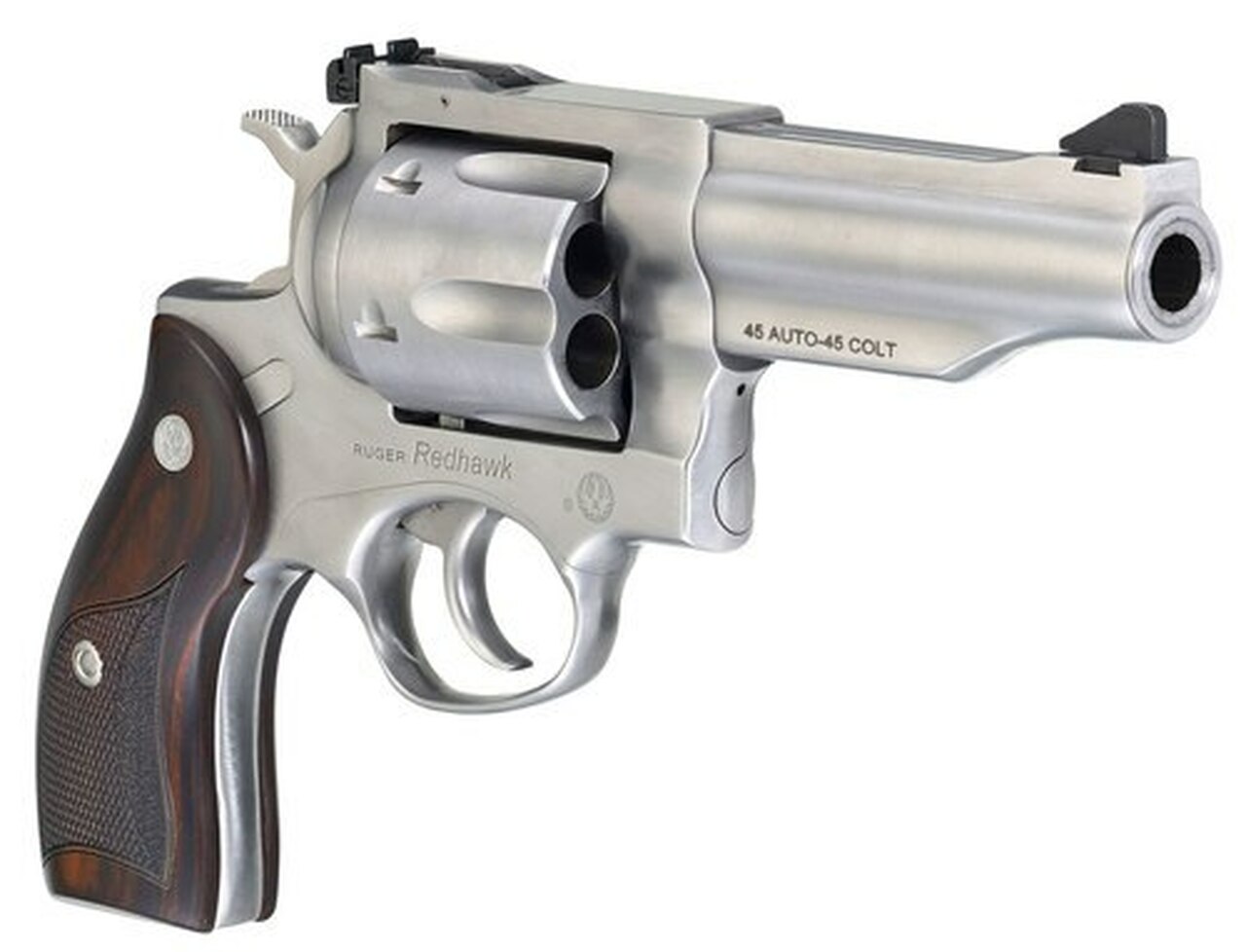 Ruger Redhawk, 45 ACP / .45 Colt, 4.2″ Barrel, 6rd, Satin Stainless, Wood Grips