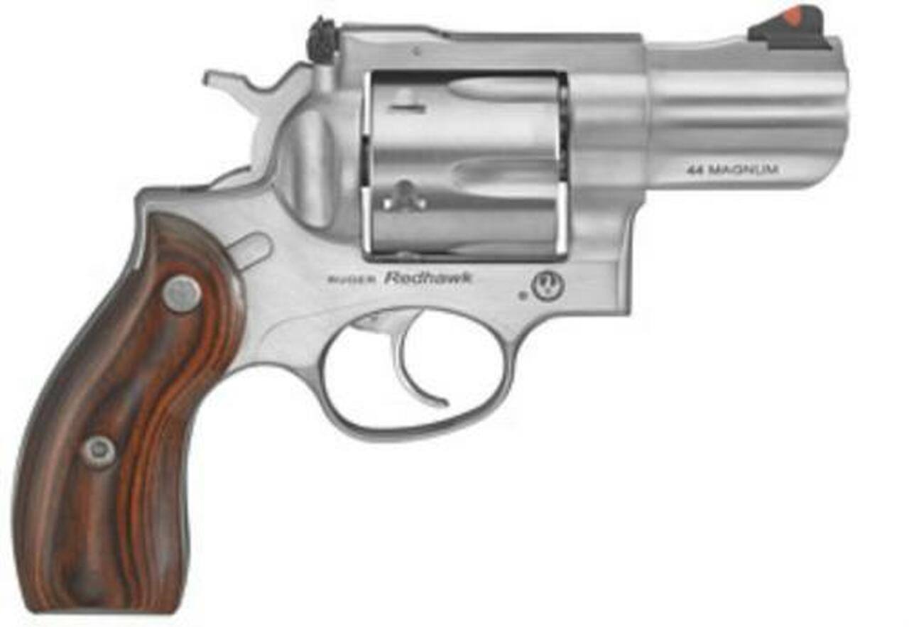 Ruger Redhawk Kodiak Backpack Revolver, 44 Mag 2.75″ Wood Grips Satin Nickel Finish