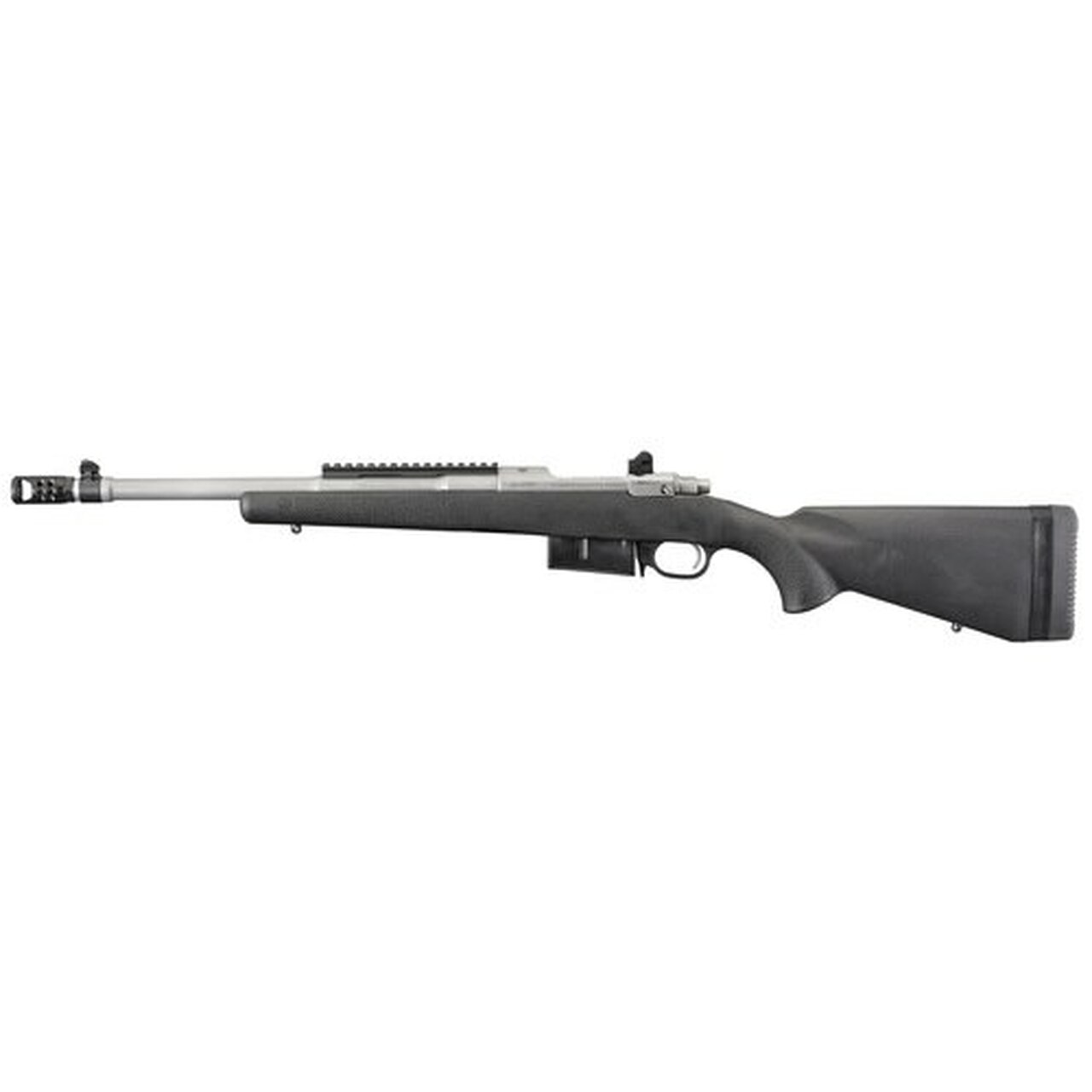 Ruger Scout Rifle 450 BUSHMASTER 16.1″ Barrel, Hybrid Muzzle Brake, Matte SSl Finish, Adjustable Rear Sigh