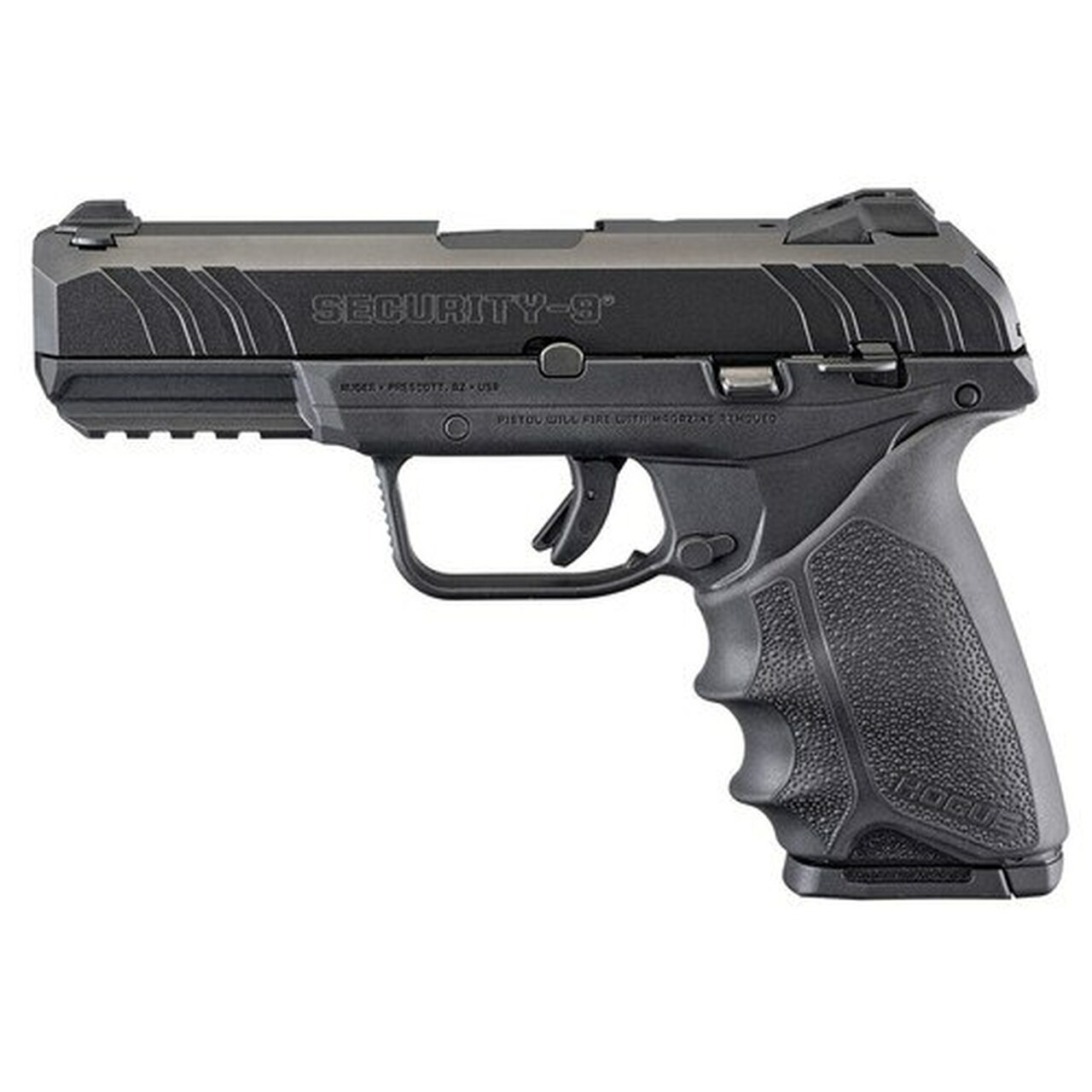 Ruger Security 9, 9mm, 4″ Barrel, 10rd, Black Hogue HandALL Rubber Grip