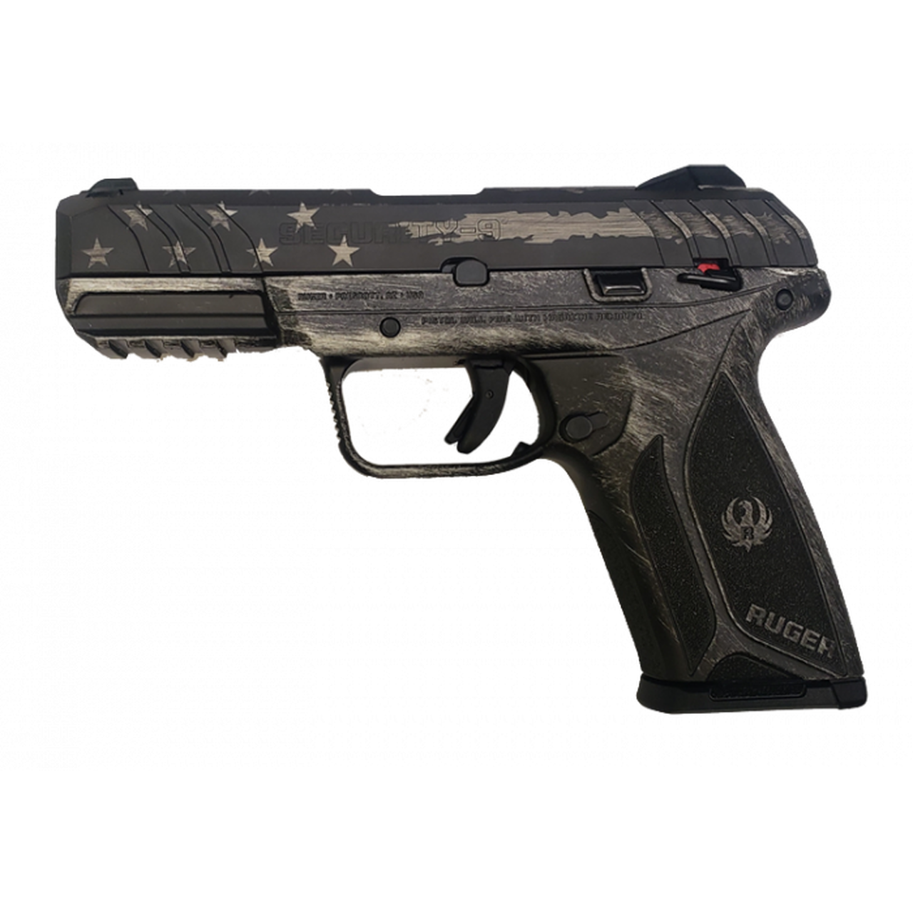 Ruger Security 9 9mm, 4″ Barrel, 15rd, Distressed American Flag Cerakote