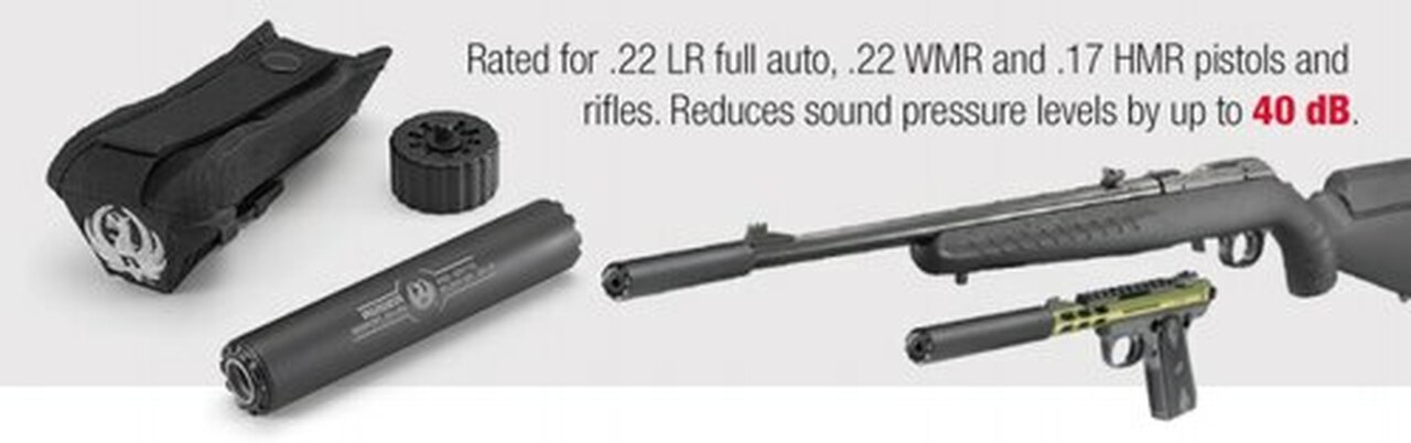 Ruger Silent-SR 22LR Silencer Titanium 1/2×28 Black Cerakote Finish