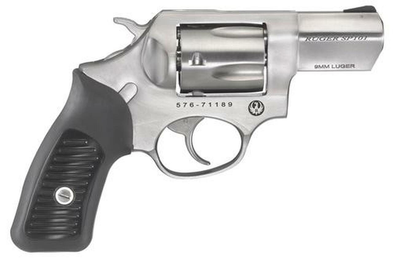 Ruger SP101 9mm, 2.25″ Stainless Barrel, Rubber Grips, Moon Clips, 5rd