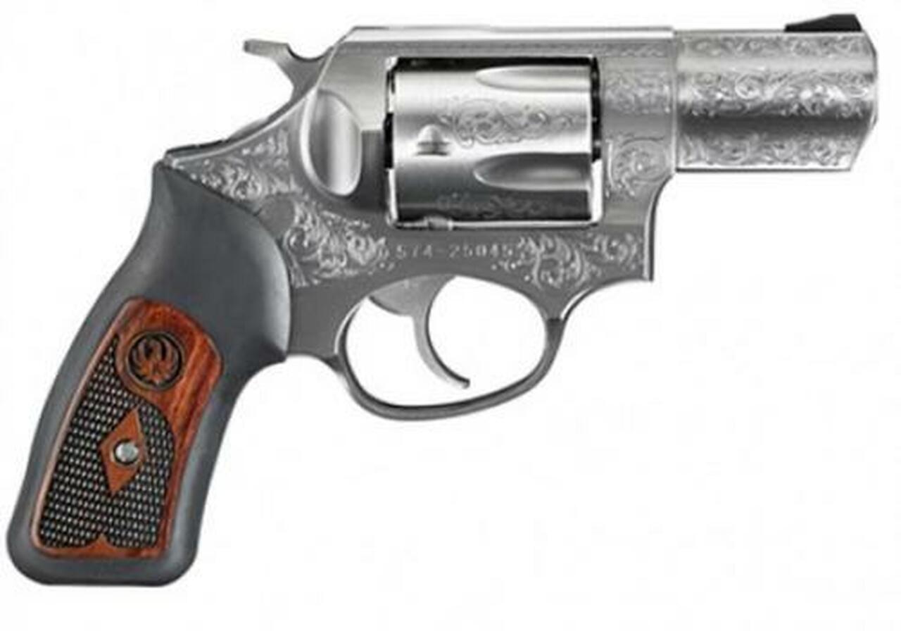 Ruger SP101 Deluxe 357 MAG 2-1/4″ Barrel, Stainless Steel Engraved, Special Grips