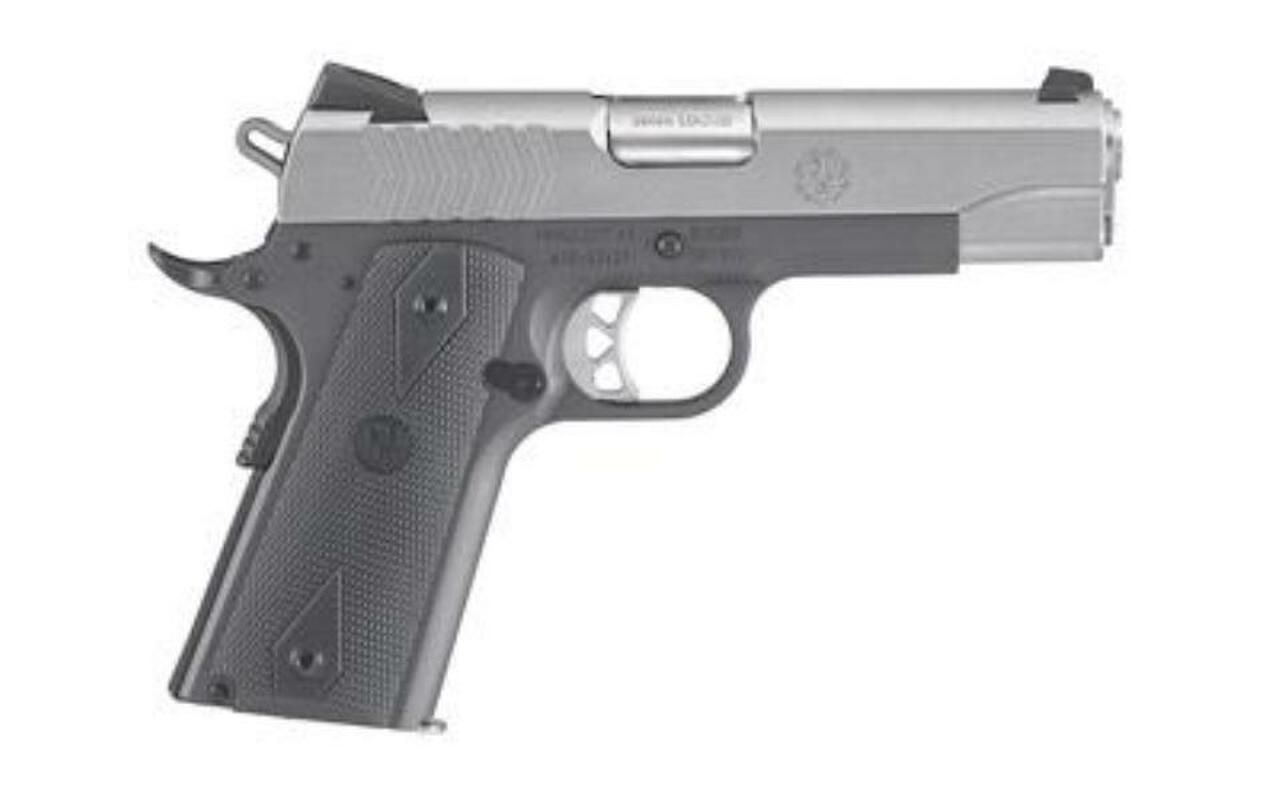 Ruger SR1911 Commander Pistol, 9mm, 4.25″, Rubber Grip, 9rd, Two Tone