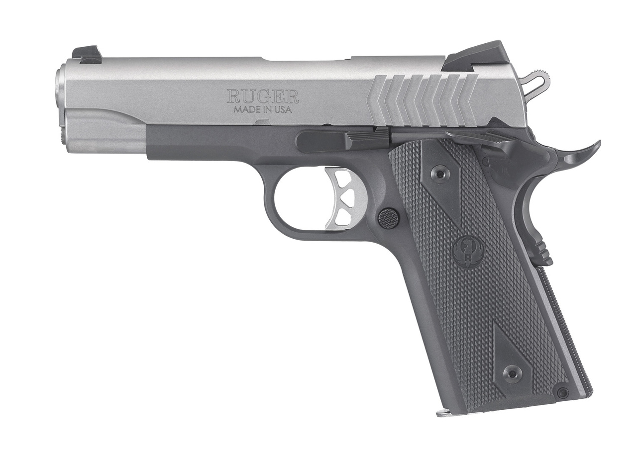 Ruger SR1911 Commander Pistol, 9mm, 4.25″, Rubber Grip, 9rd, Two Tone