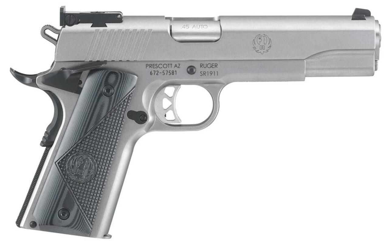 Ruger SR1911 Target 45 ACP 5″ Barrel SS G10 Grips 8rd Mag