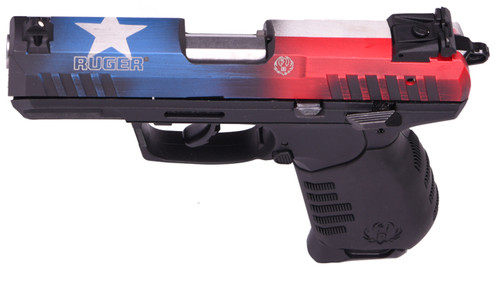 Ruger SR22 22 LR, 3.5″ Barrel, Texas Flag Slide, Black Frame, 10rd