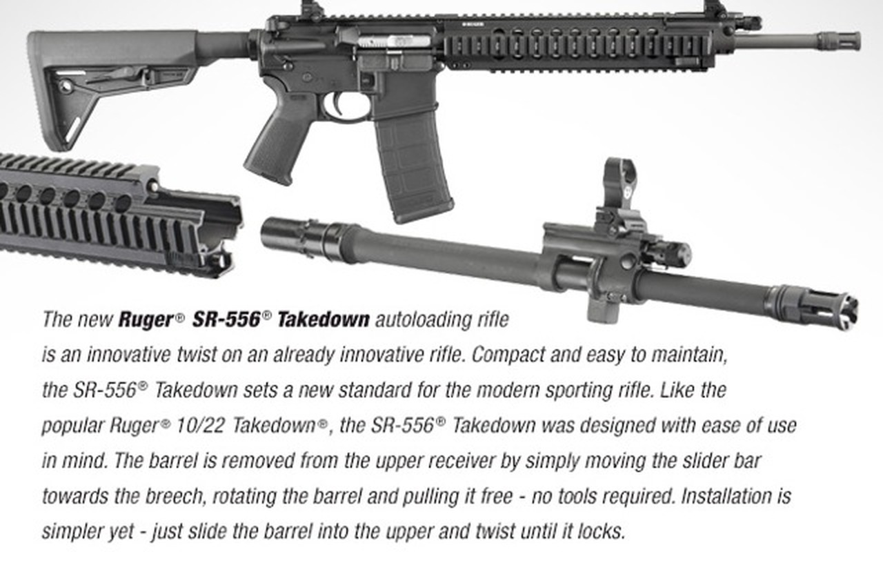Ruger SR556 Takedown Rifle 223/5.56, 16″ Barrel Flip Sights, 30 Rd Mag