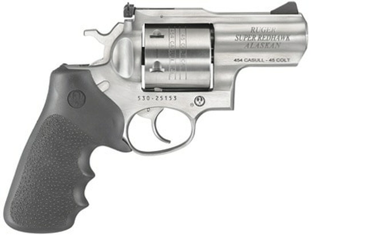 Ruger Super Redhawk Alaskan .454 Casull, 2.5″ Barrel, Black Rubber Grips, Stainless Steel, 6rd
