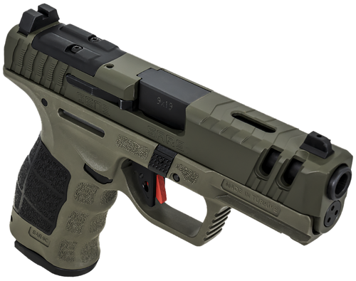SAR SAR9 C Gen 3 9mm, 4″ Barrel, Olive Drab Green, Interchangeable Backstrap Grip, 15rd