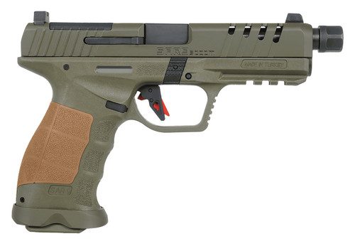 SAR SAR9 SOCOM 9mm, 5.2″ Threaded Barrel, Olive Drab Green, Tan Grip, 17rd