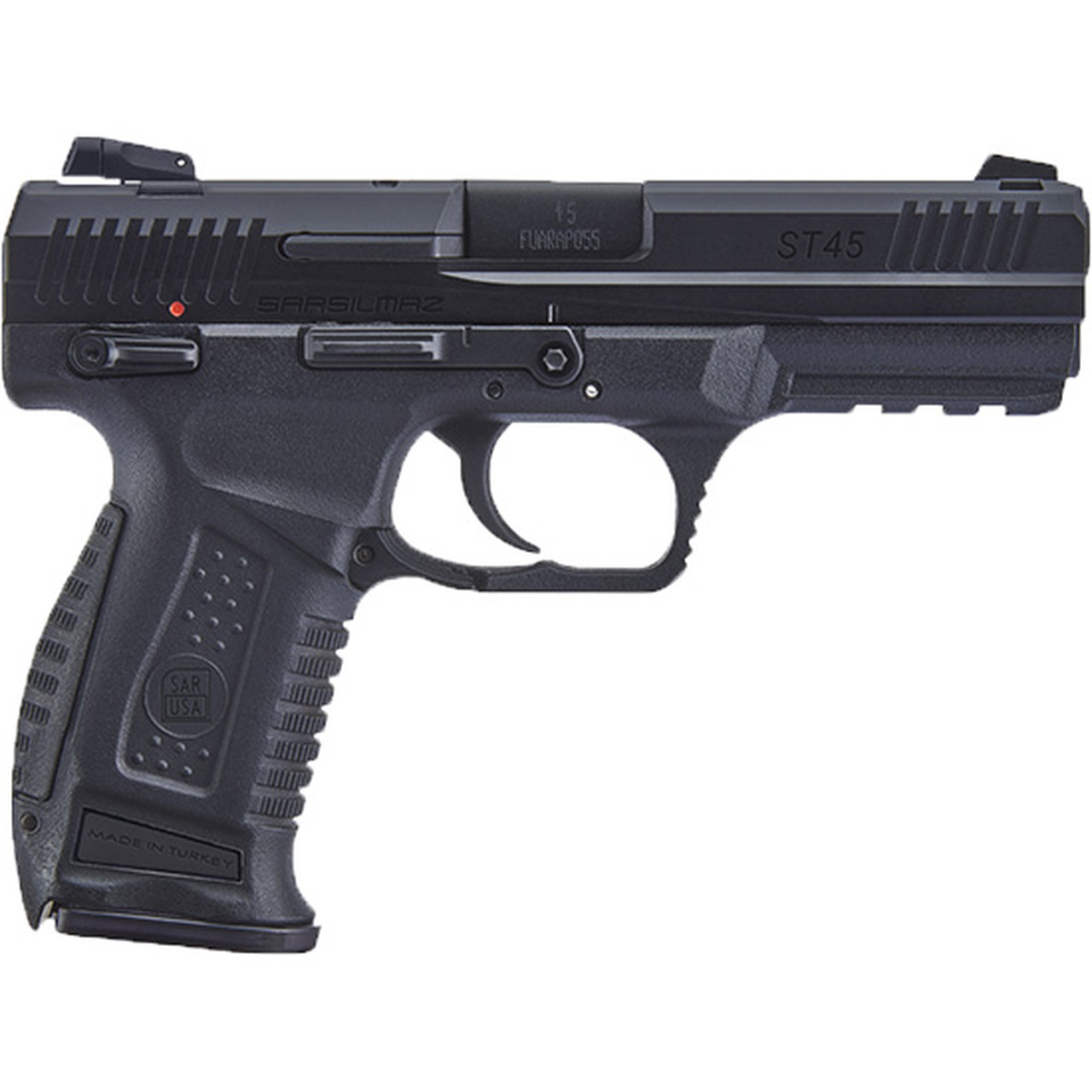 SAR ST45 45 ACP, 4.5″ Barrel, Black, Steel, Interchangeable Backstrap Grip, 12rd