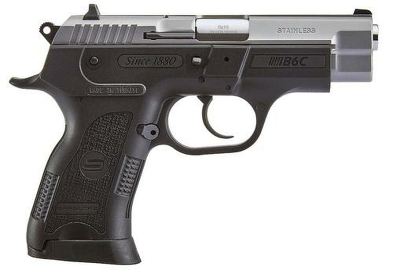 SAR USA B6C Compact 9mm, 3.8″, 13rd, 3-Dot Sights, Stainless Steel Slide, Black Polymer Frame
